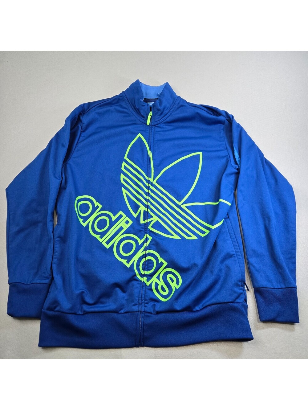 Adidas Originals Trefoil Track Jacket Blue Green Full Zip Mens Size Large